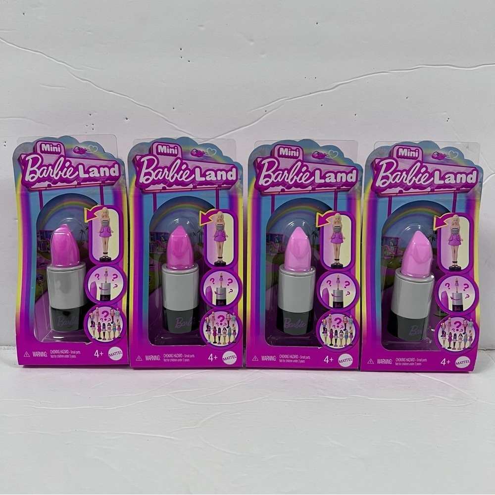 Mattel Mini Barbie Land Lipstick Mystery Dolls Set Of 4